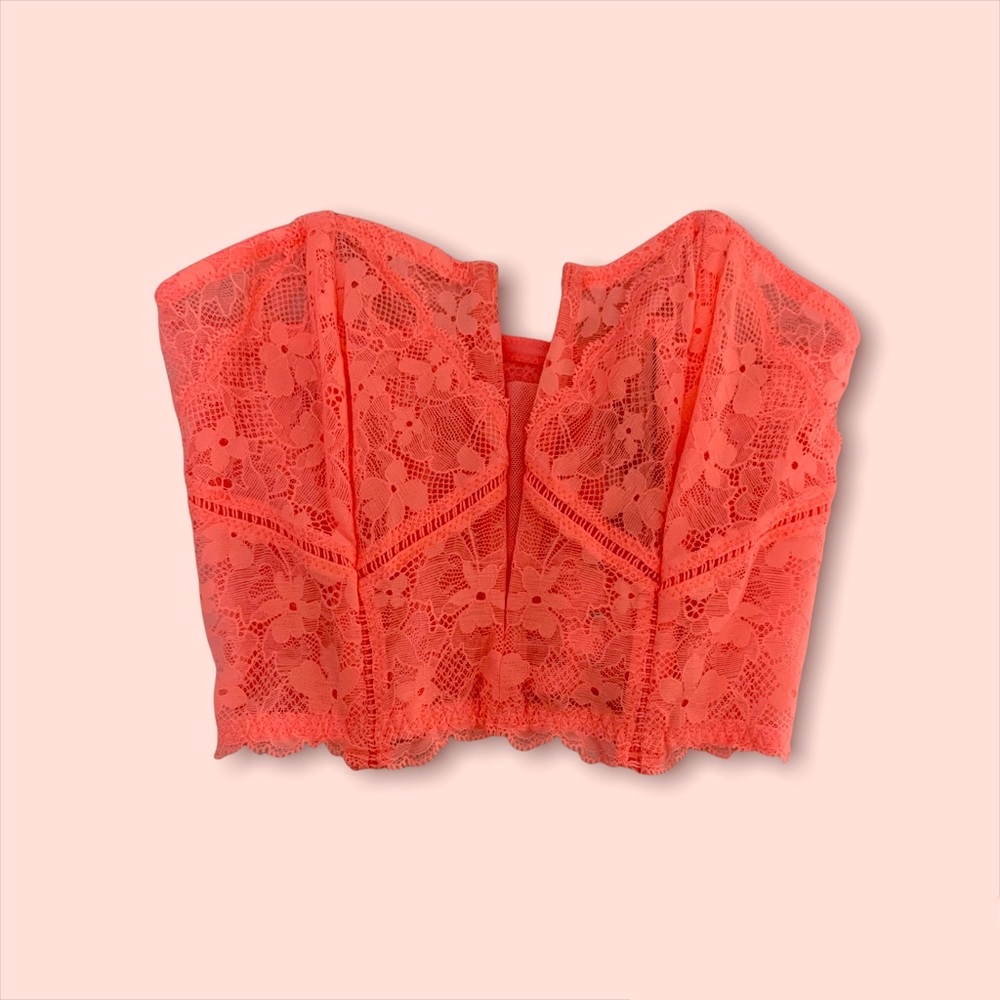 NWT PINK Lace plunge Bustier